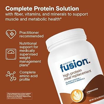 Bariatric Fusion Unflavored Meal Replacement 27G Protein Powder, 21 Serving Tub For Bariatric Surgery Patients Including Gastric Bypass And Sleeve Gastrectomy - No Gluten, Aspartame Or Sugar