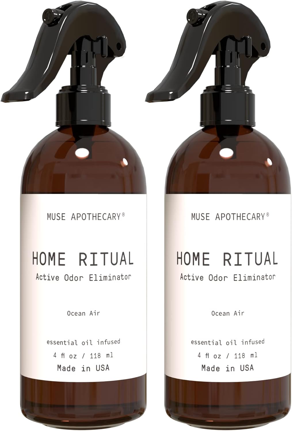 Muse Apothecary Home Ritual Active Odor Eliminator Spray - Odor Eliminator for Home - Furniture Deodorizer Spray & Bathroom Odor Eliminator - Essential Oil Air Freshener - 4oz, Ocean Air