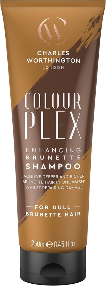 Charles Worthington Colourplex Enhancing Brunette Shampoo, Tone And Revitalise Colour, Toner For Brown Hair, Salon Shampoo For Brunettes, 250 Ml