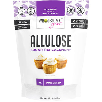 Wholesome Yum Powdered Allulose Sweetener - Natural Powdered Sugar Substitute - Keto, Non Gmo, Zero Carb, 0 Calorie, Sugar Free, No Aftertaste Tummy Friendly - Confectioners Sugar Replacement (12 Oz)