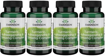 Swanson Full Spectrum Turmeric Ashwagandha & Ginseng Complex 60 Capsules (4 Pack)