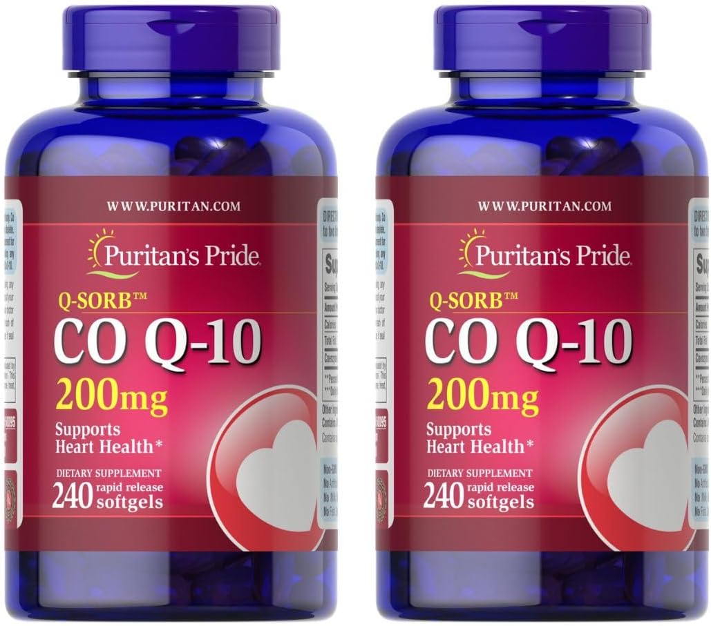 Puritan's Pride QSORB CoQ10 200 mg, Supports Heart Health (2 Pack of 240 softgels) 240 Count(Packaging may vary) : Health & Household
