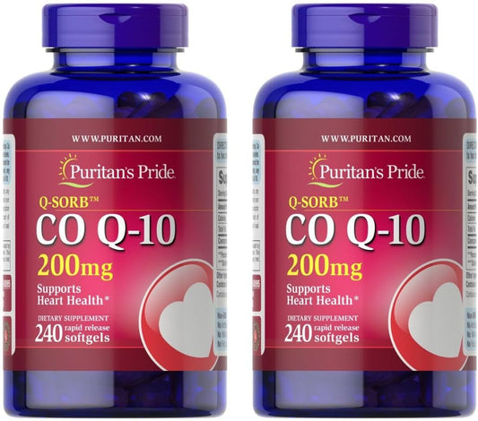 Puritan's Pride QSORB CoQ10 200 mg, Supports Heart Health (2 Pack of 240 softgels) 240 Count(Packaging may vary) : Health & Household