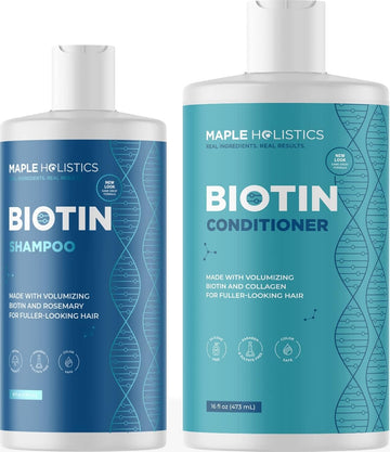 Volumizing Biotin Shampoo And Conditioner Set - Sulfate Free For Dry, Damaged Hair, Scalp Care And Thinning Hair With Jojoba And Argan Oil