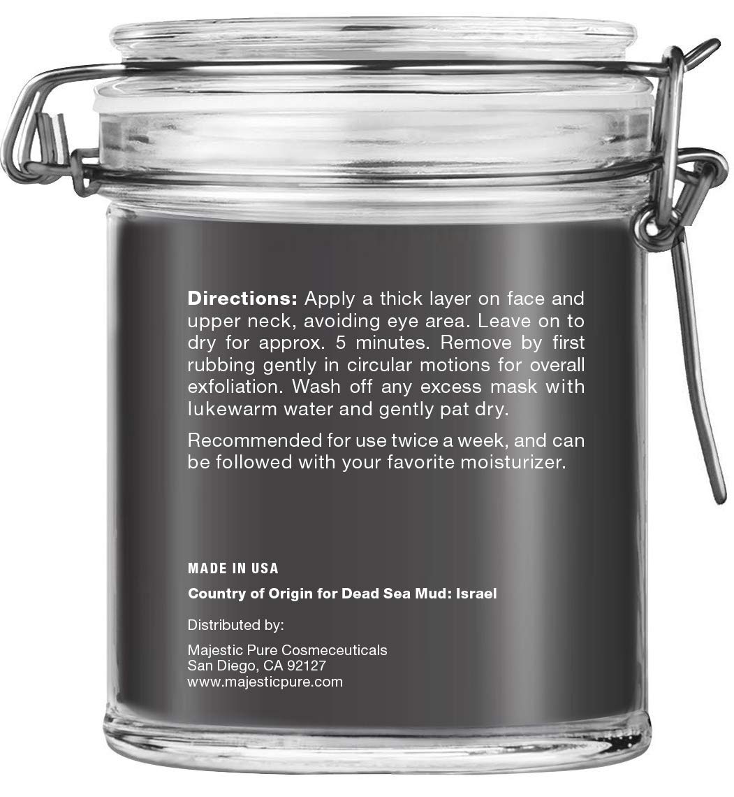 MAJESTIC PURE Dead Sea Mud Mask Infused With Tea Tree Oil - Supports Acne Prone and Oily Skin, for Women and Men - Fights Whitehead and Blackhead - Helps Reduce the Appearances of Scars - 8.8 oz : Beauty & Personal Care