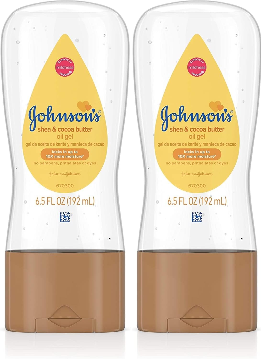 Johnson's Baby Oil Gel Enriched with Shea and Cocoa Butter, Great for Baby Massage, 6.5 fl. Oz (Pack of 2)