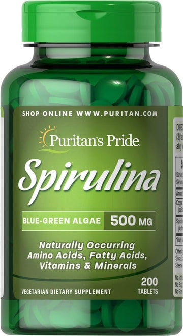 Puritan's Pride Spirulina 500 mg, Immune Support, 200 Count