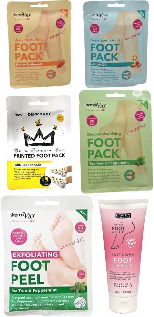 Derma V10 Foot Pack Mask (6 Pack) Deep Moisturising (Bee Propolis)
