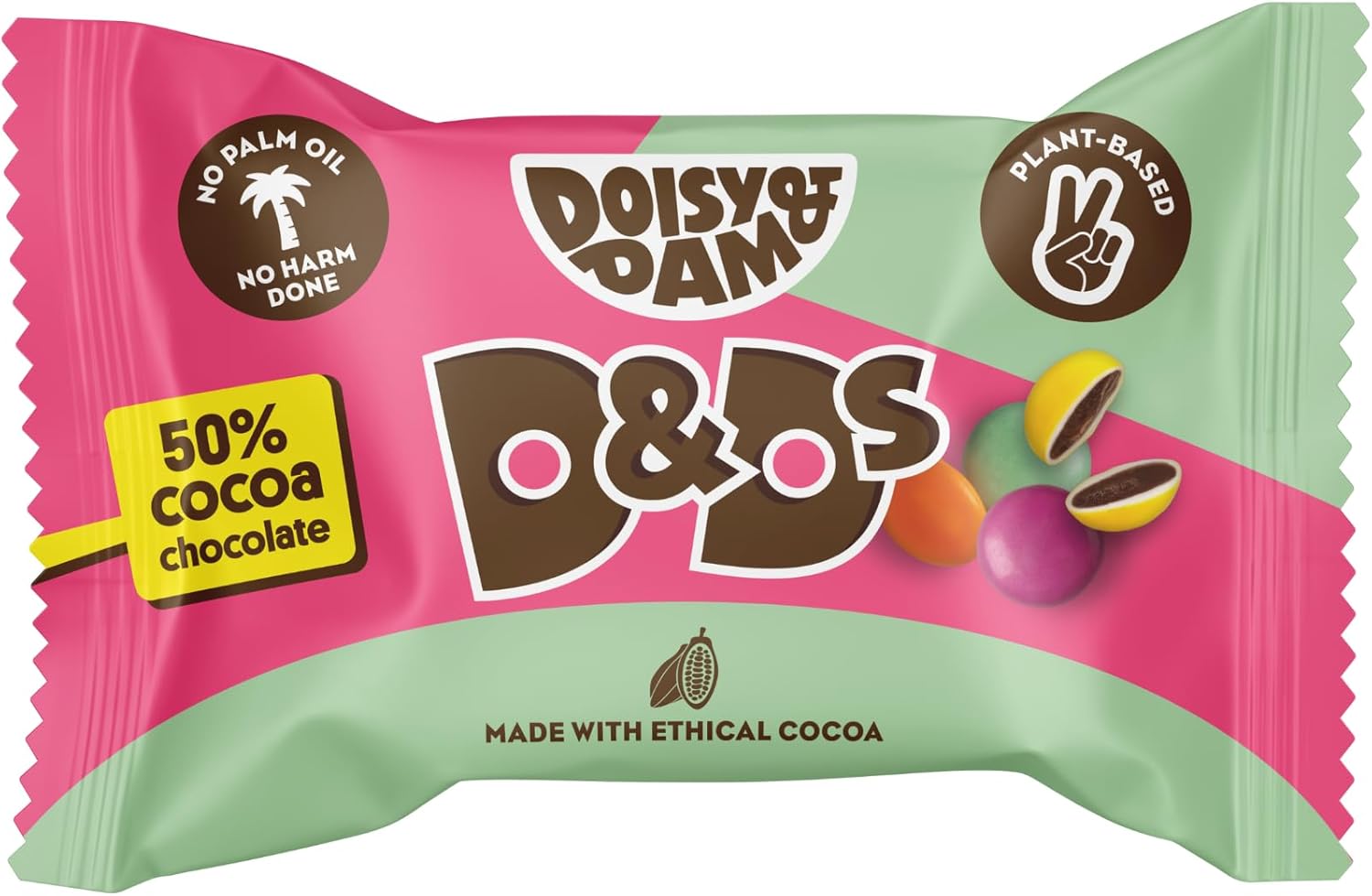 Doisy & Dam Dark Chocolate D&Ds Snack Packs (18 X 30G) | Crunchy Sugar-Coated Chocolate Drops | 50% Cocoa | No Palm Oil | Vegan Choc Bites | Ethical Cocoa | Dairy-Free | Natural Ingredients