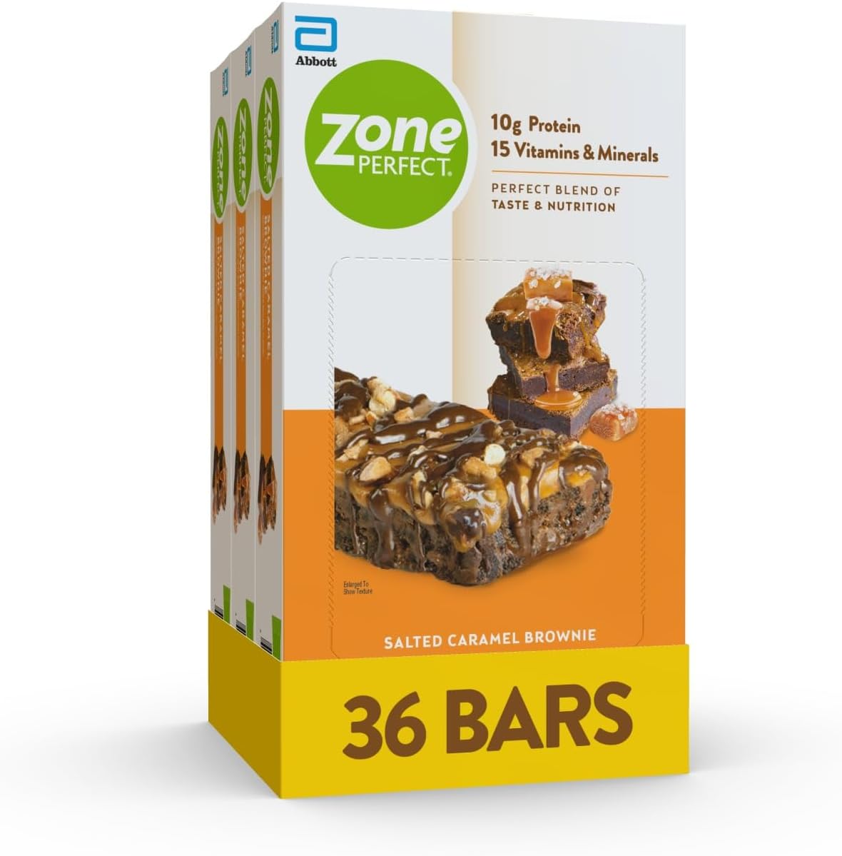 ZonePerfect Protein Bars, 10g Protein, 18 Vitamins & Minerals, Nutritious Snack Bar, Salted Caramel Brownie, 36 Bars