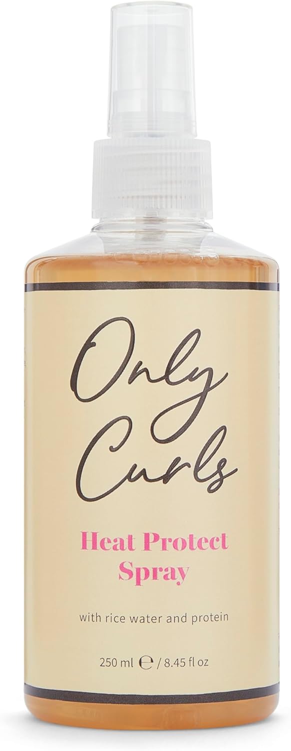 Only Curls Heat Protectant Spray, 250Ml, Curly Hair Product, Lightweight & Protecting Treatment, Hydrated, Frizz-Free Curls, Thermal Protection, For All Curly Hair Types
