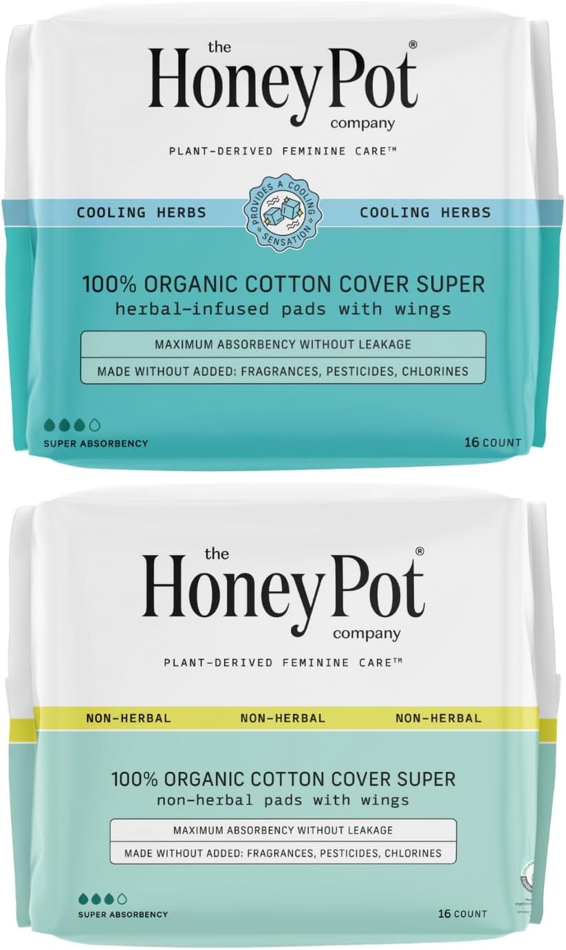 The Honey Pot Company - Pads For Women - Herbal & Non-Herbal Super Pads Bundle - Organic Pads For Women - Cotton Cover & Ultra-Absorbant Pulp Core - Sanitary Pads - Feminine Care - Fsa Eligible