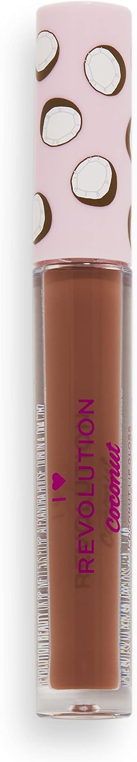 I Heart Revolution, Tasty Coconut Lipgloss, Hydrating & Non-Sticky Coconut Scented Formula, Coconut Sugar, Pink, 2.2Ml