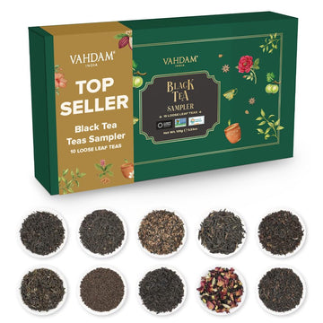 Vahdam, Assorted Black Tea Sampler (10 Teas) Exotic Black Tea Blends With 100% Natural Ingredients | Loose Leaf Tea Sampler | Tea Variety Pack | Tea Gift Set, Gifts For Women & Men