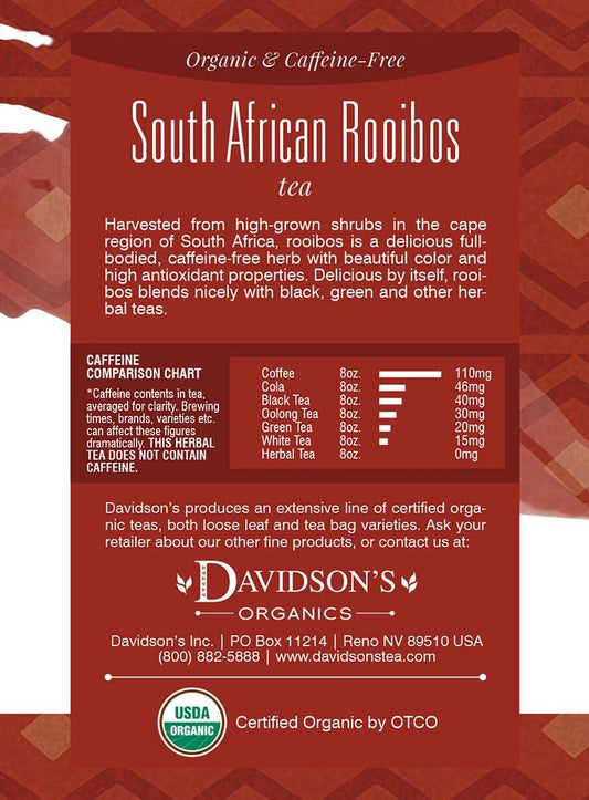 Davidson'S Organics, South African Rooibos, 8-Count Tea Bags, Pack Of 12