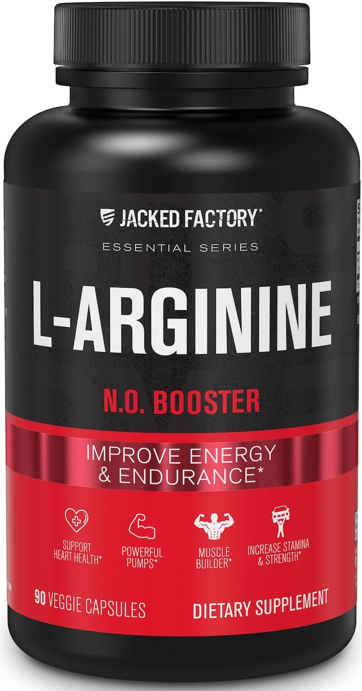 Jacked Factory L Arginine Nitric Oxide Booster 1500Mg - Patented Bonded L-Arginine Silicate Pre Workout Supplement For Muscle Growth, Pumps, Vascularity And Energy - 90 Veggie Pills