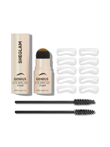 Sheglam Genius One Step Eyebrow Shaping Kit Eyebrow Stencil Kit Natural Eyebrow Stamp - Auburn