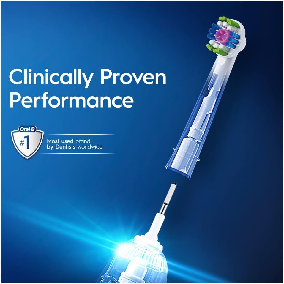 Oral-B 3D White Electric Toothbrush Head with CleanMaximiser Technology, Angled Bristles for Deeper Plaque Removal, Pack of 4, White : Amazon.co.uk: Health & Personal Care