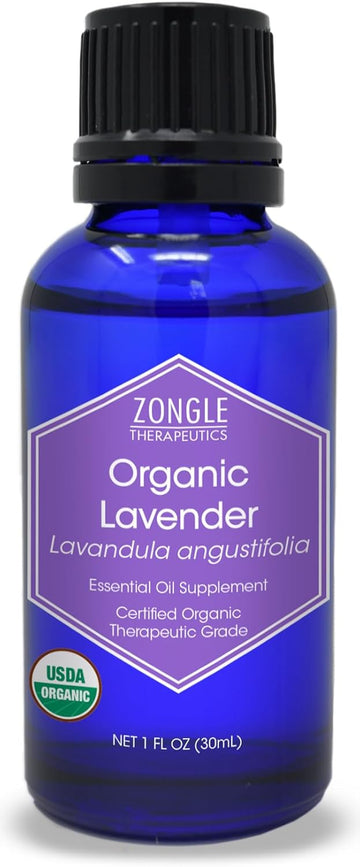 Organic Lavender Essential Oil By Zongle – 100% Pure Natural, Therapeutic & Food Grade For Diffuser, Skin, Body, Massage, Hair, Sleep, Tea, Ingesting, Drinks – 1 Oz