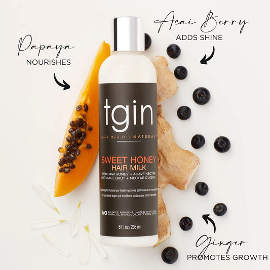 tgin Sweet Honey Hair Milk And Moisturizer For Natural Hair - Dry Hair - Curly Hair - Damaged Hair - 8 Oz