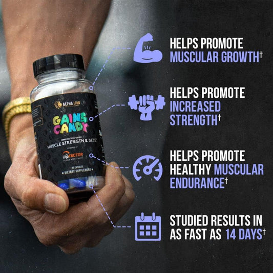 Alpha Lion Gains Candy, Supplement Pills That Support Weight Loss, Muscle Building, Decrease Body Fat, Upgrade Energy & Workout Performance, 60 Capsules (Dhb Berberine-Glucovantage®)