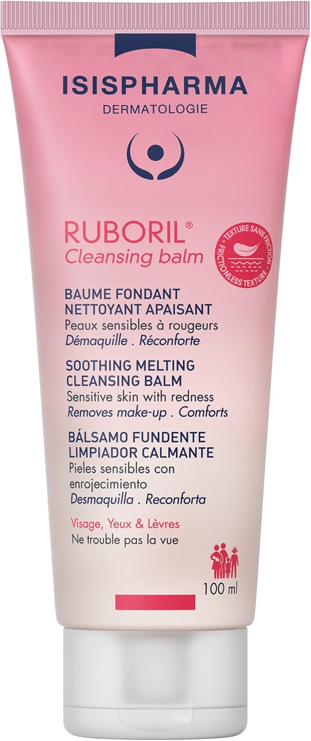 Isispharma Ruboril Cleansing Balm 100 Ml - Soothing Cleansing Balm - Removes Impurities And Makeup Remover - Dry And Sensitive Skin - New Formula Face Cleanser - Fragrance-Free - Made In France