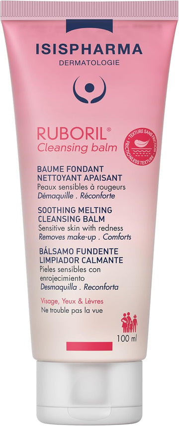 Isispharma Ruboril Cleansing Balm 100 Ml - Soothing Cleansing Balm - Removes Impurities And Makeup Remover - Dry And Sensitive Skin - New Formula Face Cleanser - Fragrance-Free - Made In France