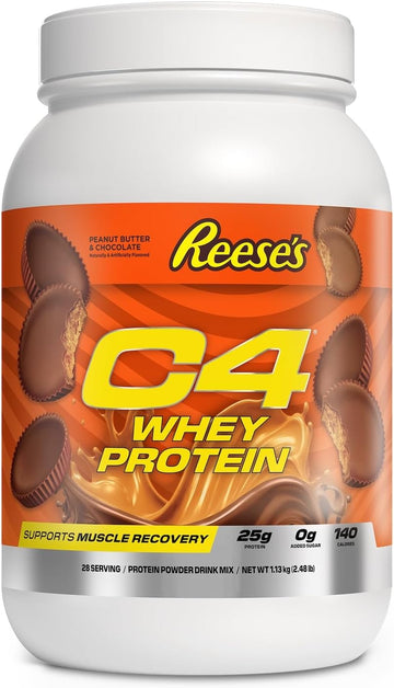 Cellucor C4 Whey Protein Powder, Reese’S Peanut Butter & Chocolate - 25G Protein, 0G Added Sugar, 140 Calories Per Serving, Supports Muscle Recovery, 66 Servings, Premium Whey For Post-Workout