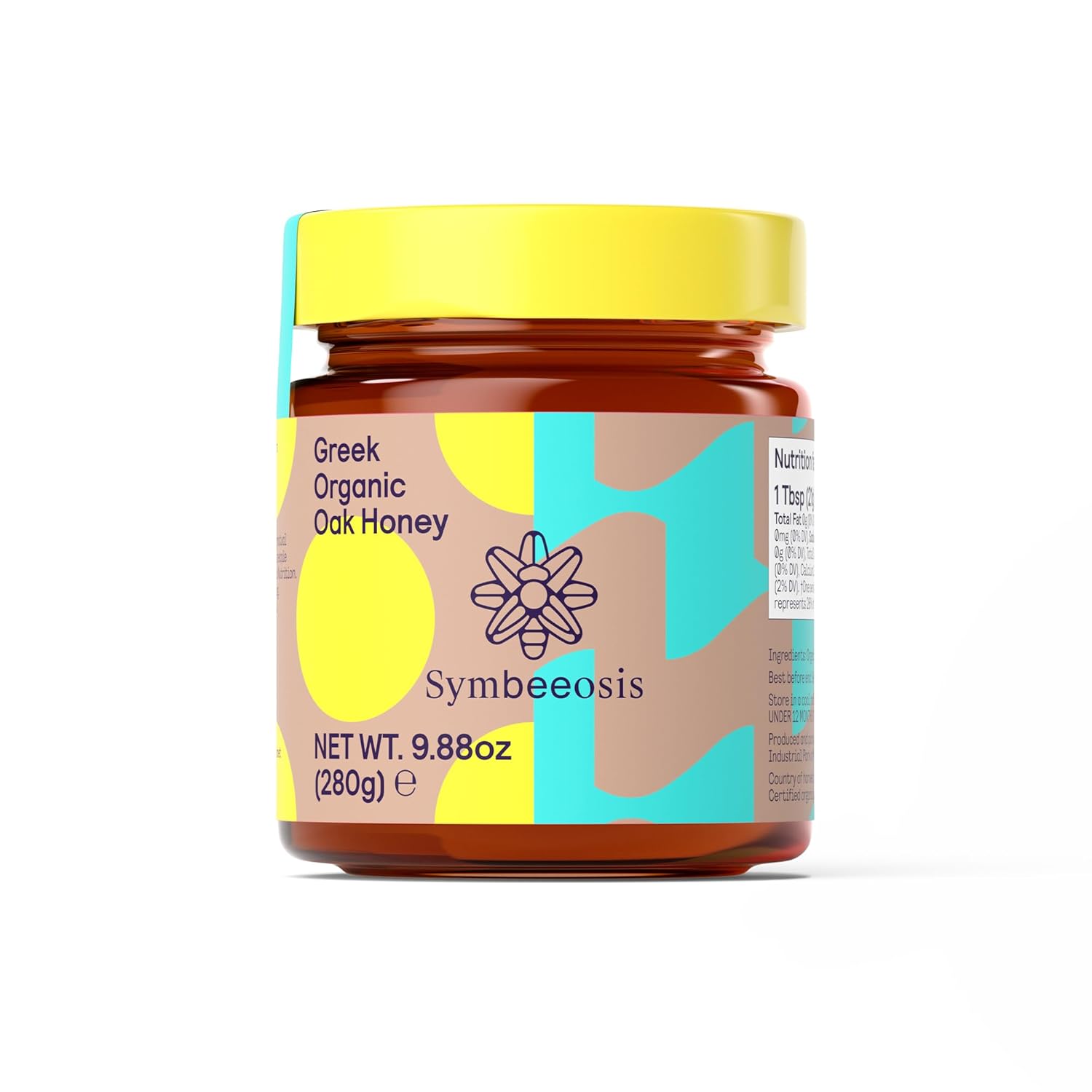 Symbeeosis Greek Organic Oak Honey - High Iron, Rich In Polyphenols & Phenolic Acids, Long-Lasting Viscous Texture, Dark Color