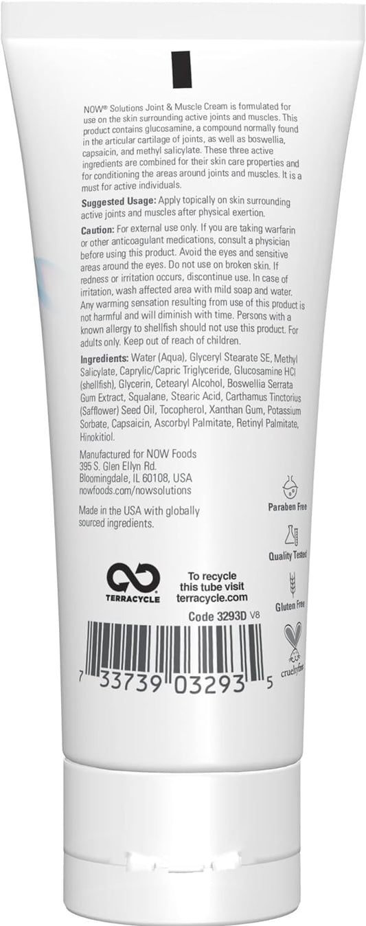 NOW Solutions, Joint & Muscle Cream with Capsaicin and Boswellia, Paraben Free, 4-Ounce