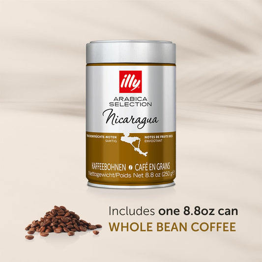 illy Arabica Selections Nicaragua Whole Bean Coffee, 100% Arabica Bean Single Origin Coffee, No Preservatives, 8.8oz (Pack of 1)