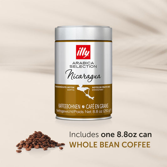 Illy Arabica Selections Nicaragua Whole Bean Coffee, 100% Arabica Bean Single Origin Coffee, No Preservatives, 8.8Oz (Pack Of 1)