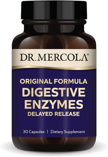 Dr. Mercola Digestive Enzymes, 30 Servings (30 Capsules), Original Formula, Delayed Release, Dietary Supplement, Supports Healthy Immune Function, Non-GMO