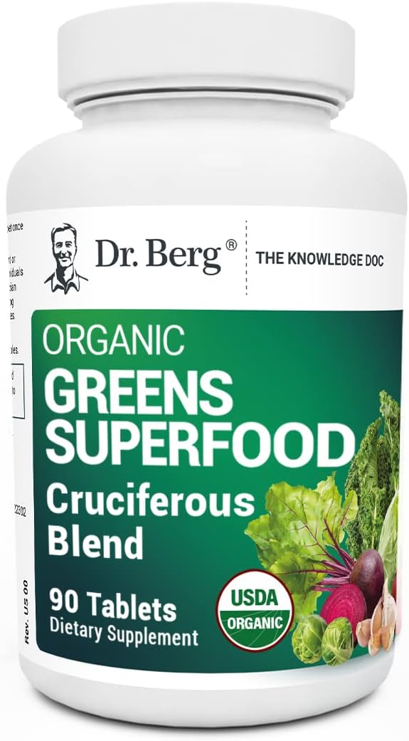 Dr. Berg'S Greens Superfood Cruciferous Vegetable Tablets - Vegetable Supplements For Adults W/ 11 Phytonutrient Super Greens Tablets - Energy, Immune System & Liver Veggie Tablets
