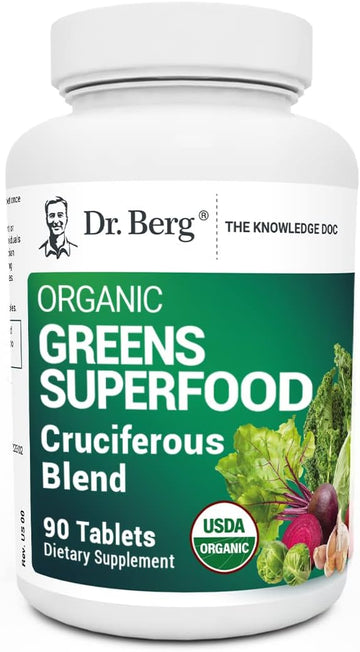 Dr. Berg'S Greens Superfood Cruciferous Vegetable Tablets - Vegetable Supplements For Adults W/ 11 Phytonutrient Super Greens Tablets - Energy, Immune System & Liver Veggie Tablets