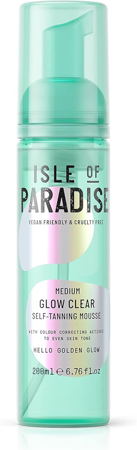Isle Of Paradise Self Tan Mousse, Medium (200 Ml) Glow Clear Self Tanning Foam, Natural Ingredients & Vegan (Packaging May Vary)