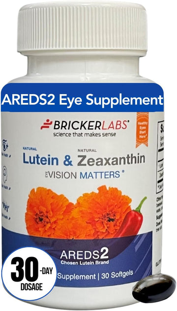 Bricker Labs Natural Lutein and Zeaxanthin, Vision Matters Eye Health Vitamins, Helps Protect Vision Health from The Effects Aging, AREDS2 Formula, 30 Softgels