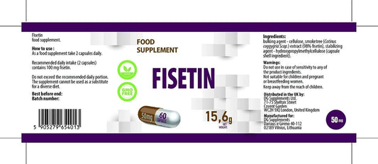 Hepatica Fisetin 50Mg | 60 Vegan Capsules | High Strength Antioxidant & Cellular Health Support | 3Rd Party Lab Tested | Gluten & Gmo Free