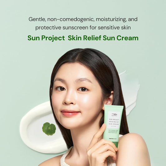 Thankyou Farmer Sun Project Relief Sun Cream Spf50+ Pa++++(50Ml) - Centella Asiatica Extracts For Soothing, Reef Safe Sunscreen Travel Size