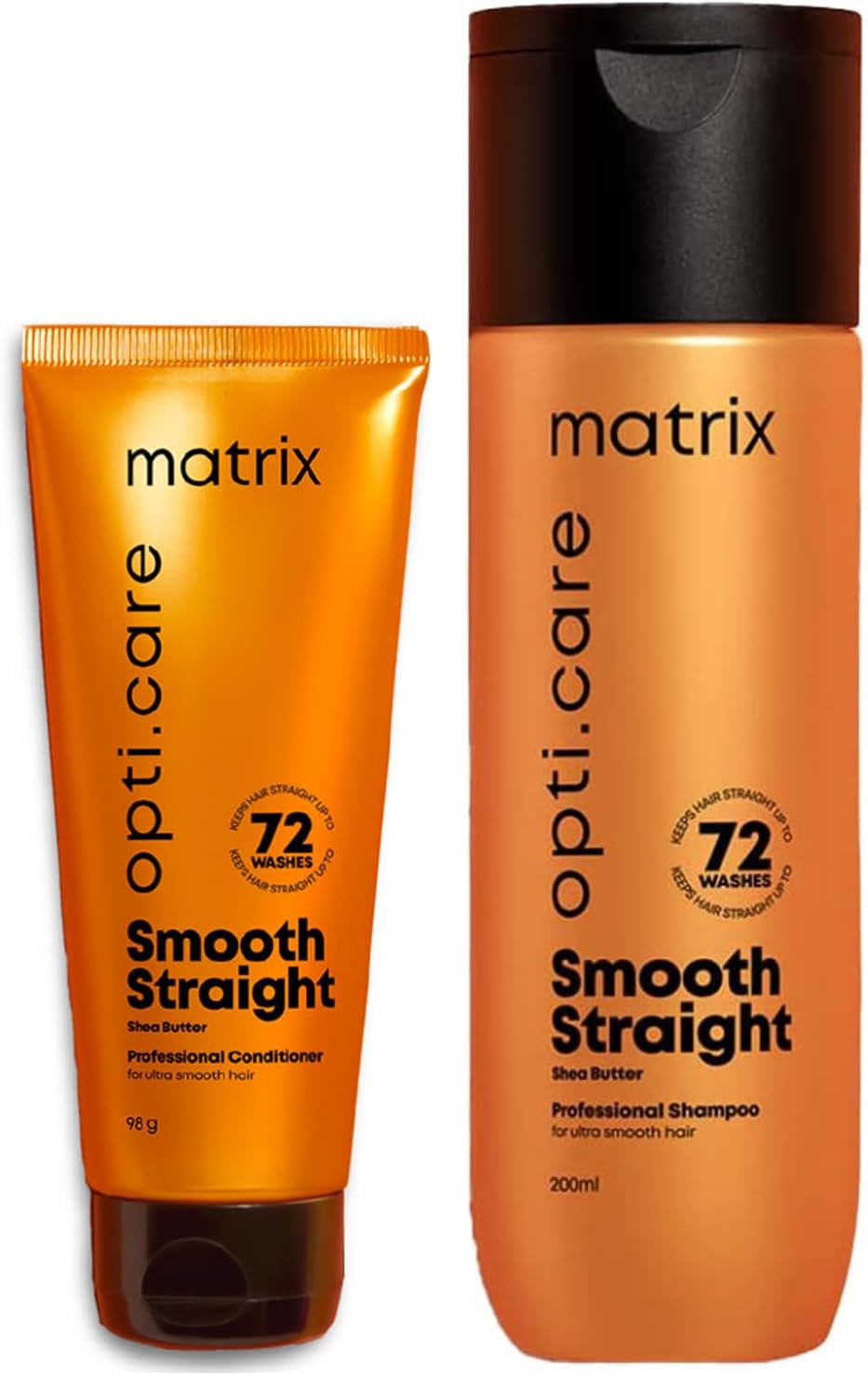 Matrix Opticare Smooth Straight Shampoo (200Ml) And Conditioner (98Gm) Combo Set For Dry Damaged Hair, Sulphate Free Shampoo And Conditioner With Shea Butter And Vitamin E Extracts, Pack Of 2