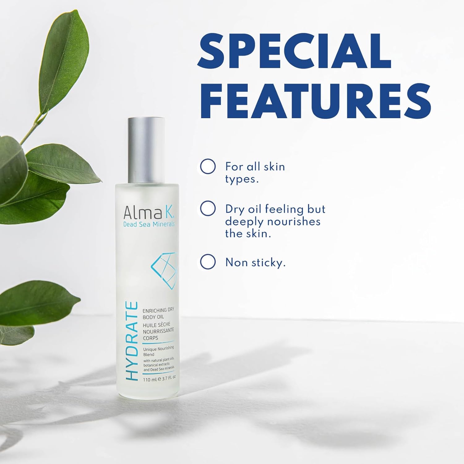 Alma K Enriching Dry Body Oil - Vitamin E Oil For Skin - Body Oil After Shower - With Avocado, Olive, Argan Oils - White Tea And Neroli Scent - 3.7 Oz : Beauty & Personal Care