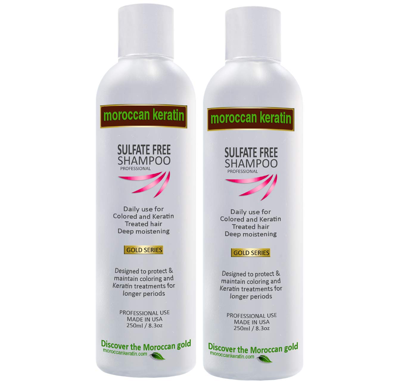 Moroccan Keratin Sulfate Free Moisturizing Shampoo 2X 250Ml Set Infused With Moroccan Argan Oil : Beauty & Personal Care