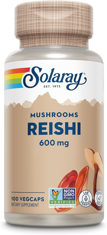 Solaray Reishi Mushroom 600Mg - Reishi Mushroom Capsules For Immune Support - Vegan, Lab Verified - 60-Day Money-Back Guarantee - 100 Servings, 100 Vegcaps