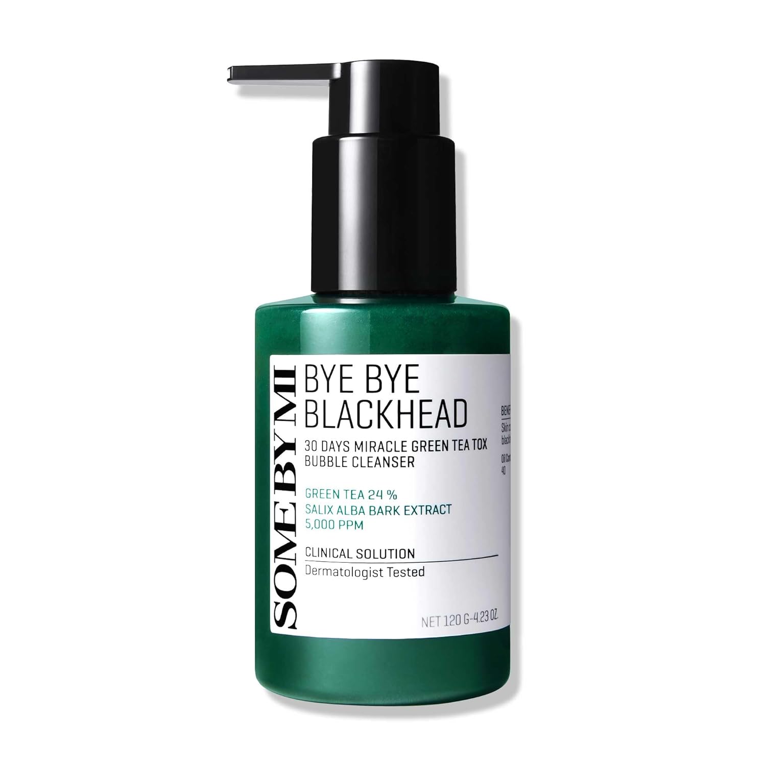 Some By Mi Bye Bye Blackhead 30 Days Miracle Green Tea Tox Bubble Cleanser - 4.23 Oz, 120G - Korean Face Wash For Removing Blackhead - Daily Pore Minimizer For Face Skin Texture - Korean Skin Care