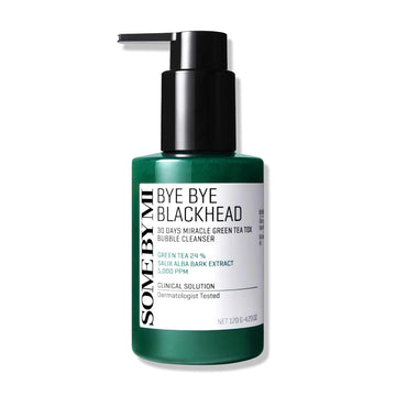 Some By Mi Bye Bye Blackhead 30 Days Miracle Green Tea Tox Bubble Cleanser - 4.23 Oz, 120G - Korean Face Wash For Removing Blackhead - Daily Pore Minimizer For Face Skin Texture - Korean Skin Care