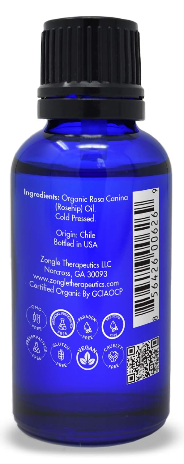 Organic Rosehip Oil Cold Pressed by Zongle, 1 OZ – 100% Pure Natural USDA Certified, Therapeutic Grade : Health & Household