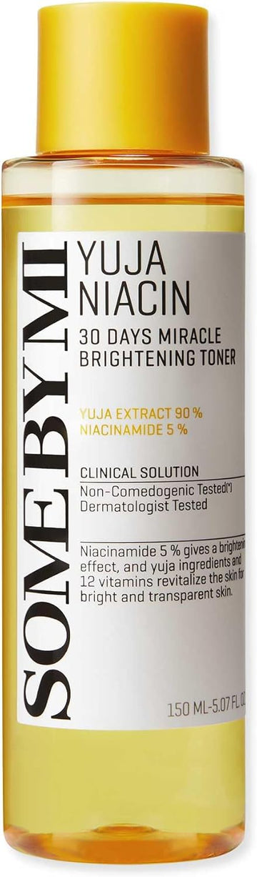 Some By Mi Yuja Niacin 30 Days Miracle Brightening Toner - 5.07Oz, 150Ml - 5% Niacinamide And 12 Vitamin Face Toner For Brightening - Blemish And Melasma Care For Dull-Looking Skin - Korean Skin Care