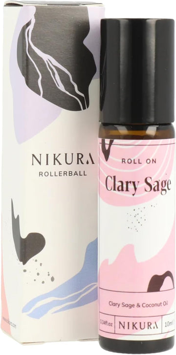 Nikura Clary Sage Roll On Essential Oil Blend - 10ml | for Sleep, Relaxing, Anxiety, Aromatherapy | Use on Skin, Temples, Pulse Points, Wrists, Neck