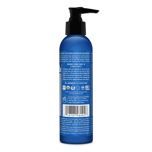 Dr. Bronner's - Organic Hair Crème (Peppermint, 6 Ounce) - Leave-In Conditioner and Styling Cream, Made with Organic Oils, Hair Cream Supports Shine and Strength, Nourishes Scalp, Non-GMO