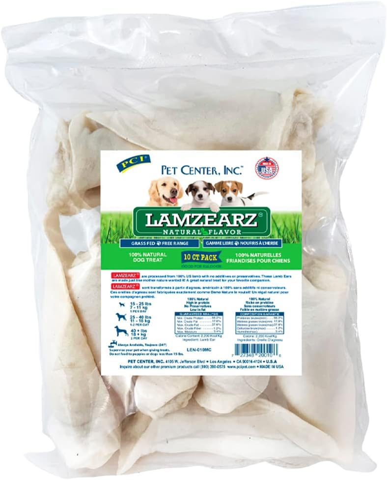 PCI Pet Center Inc Lamzearz - 10 Pack of Premium Lamb Ear Dog Treats